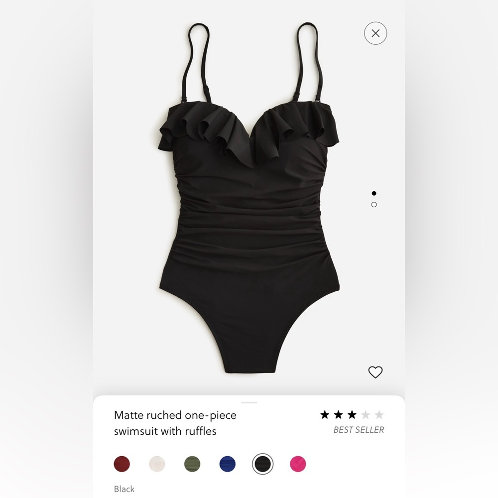 J Crew black one piece strapless ruffle swimsuit NWT size 6